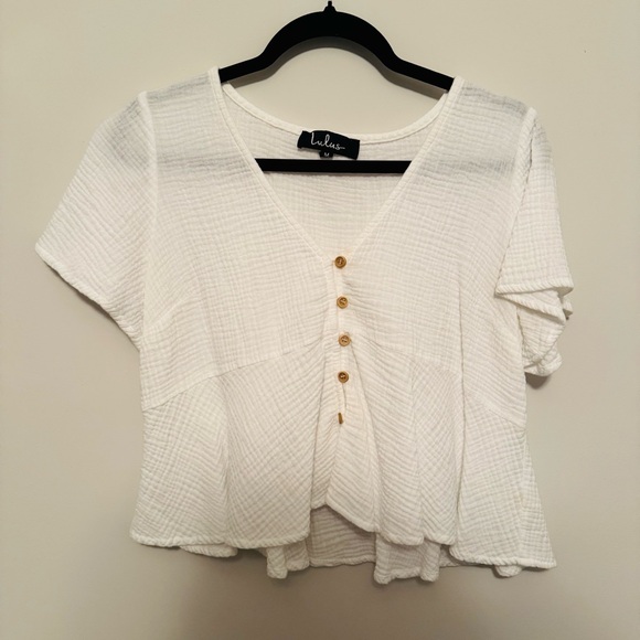 Lulu's White Button-Down Women's Top - Picture 2 of 7